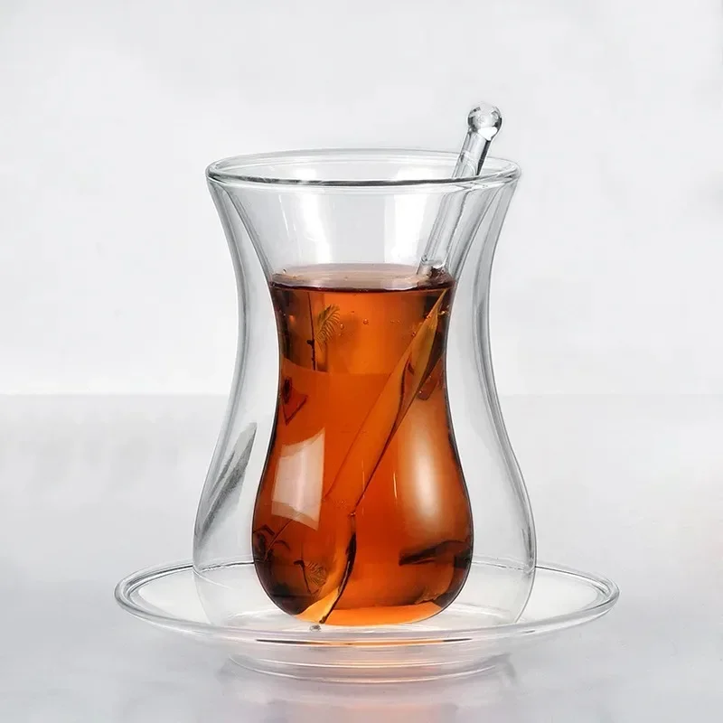 Espresso Shot Glass - Beauty Black Tea Cup Saucer Teaspoon